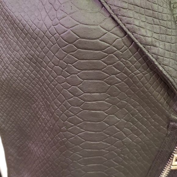 Pamela McCoy Textured Black Genuine Leather Blazer, Size Large - Picture 11 of 16